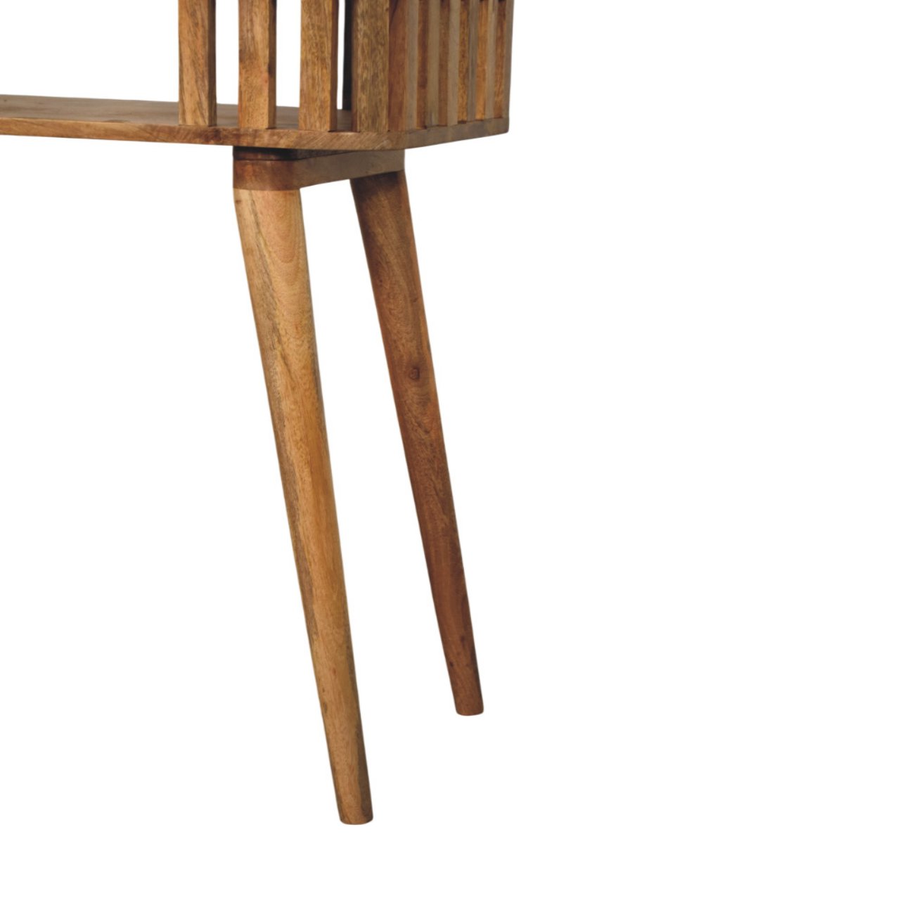 Solid Mango Wood Slatted Oak Finished Console - Image 6