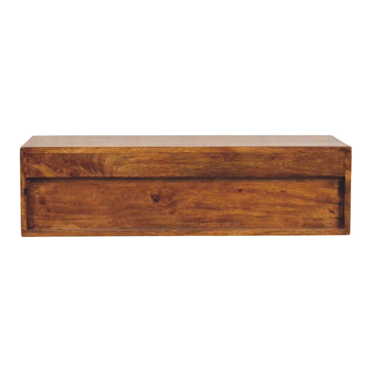 Solid Mango Wood Chestnut Finished 2 Drawer Lunar Wall Mounted Media Unit - Image 8