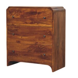 Solid Mango Wood Chestnut Finished Newton 3 Drawer Chest