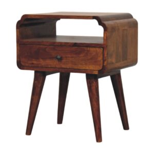 Solid Mango Wood Chestnut Finished 1 Drawer Newton Nightstand