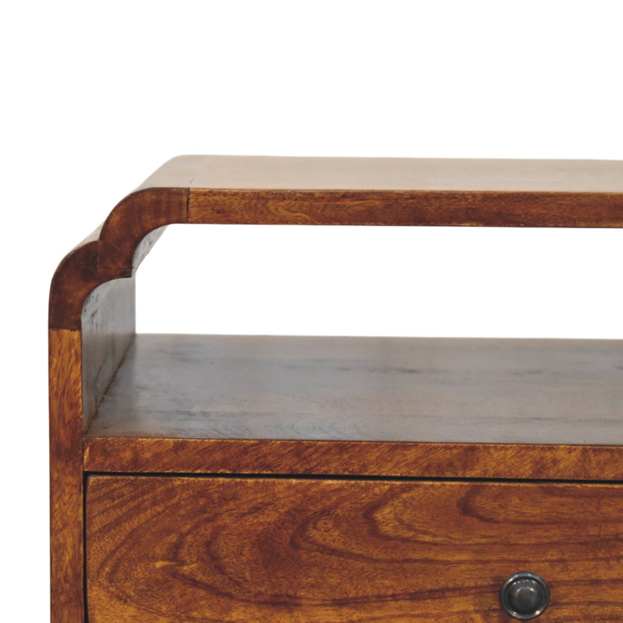 Solid Mango Wood Chestnut Finished 1 Drawer Newton Nightstand - Image 3