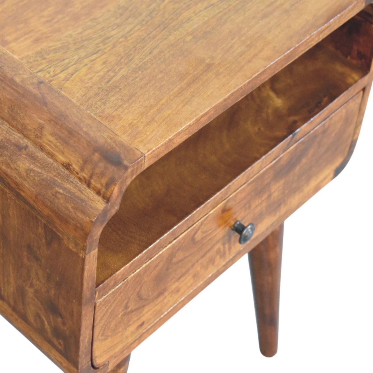 Solid Mango Wood Chestnut Finished 1 Drawer Newton Nightstand - Image 4