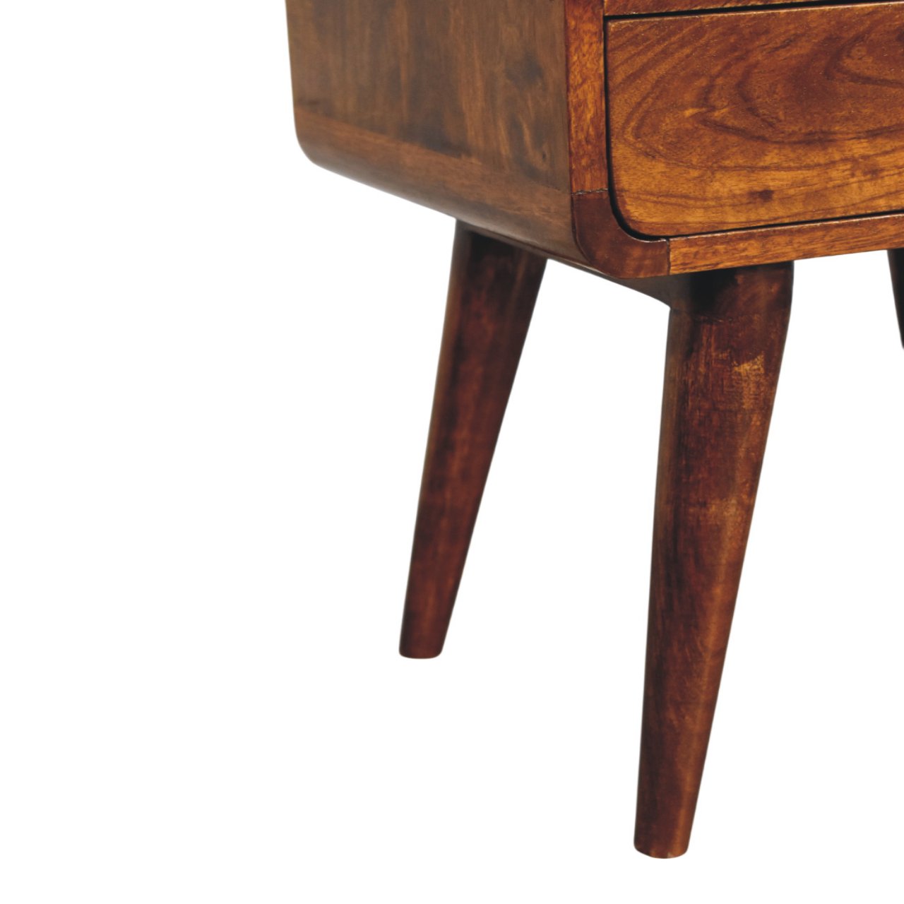 Solid Mango Wood Chestnut Finished 1 Drawer Newton Nightstand - Image 6