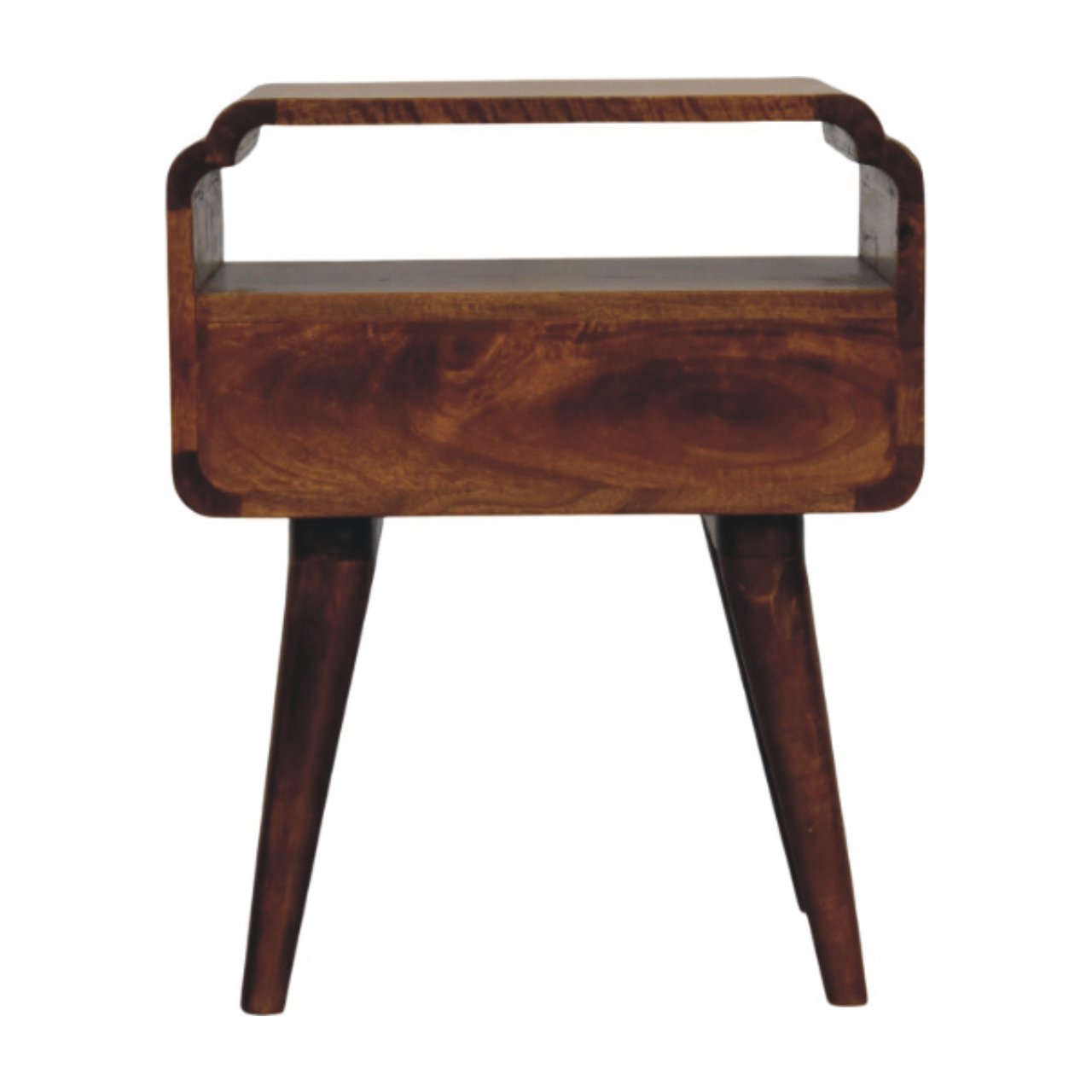 Solid Mango Wood Chestnut Finished 1 Drawer Newton Nightstand - Image 8