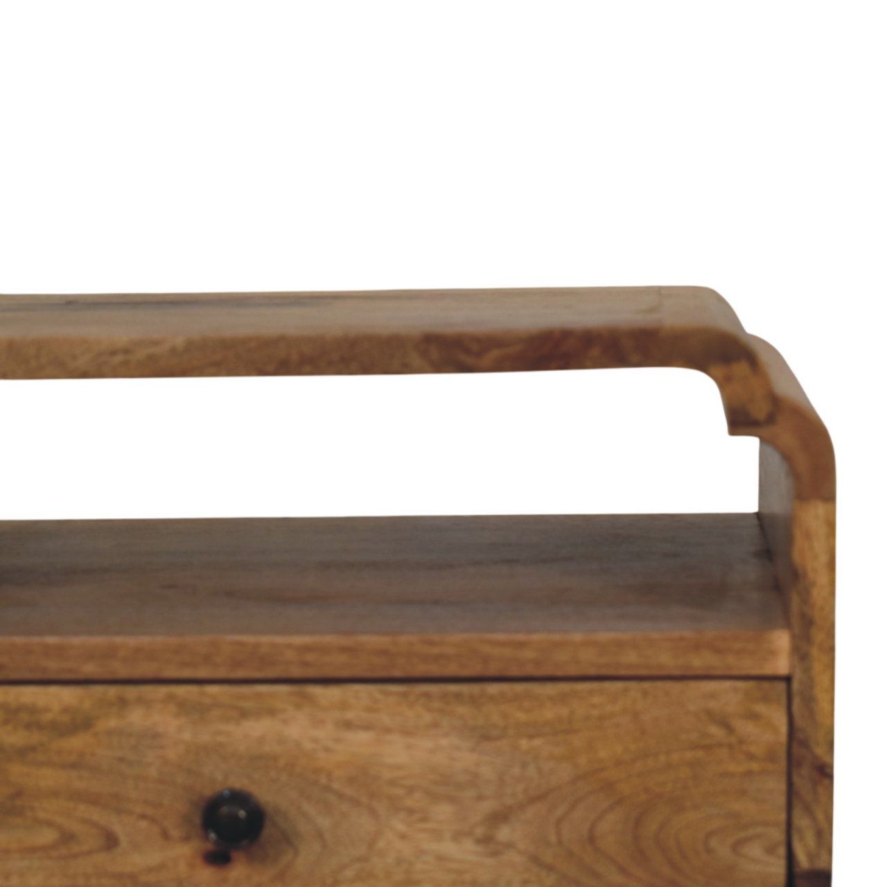 Solid Mango Wood Oak Finished 1 Drawer Newton Nightstand - Image 3