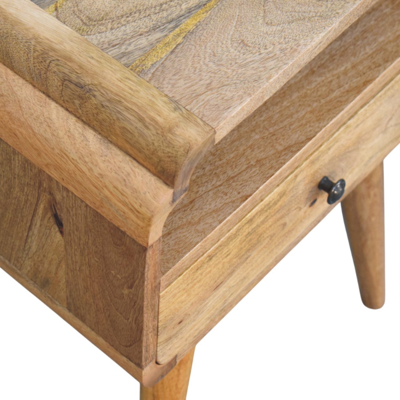 Solid Mango Wood Oak Finished 1 Drawer Newton Nightstand - Image 4