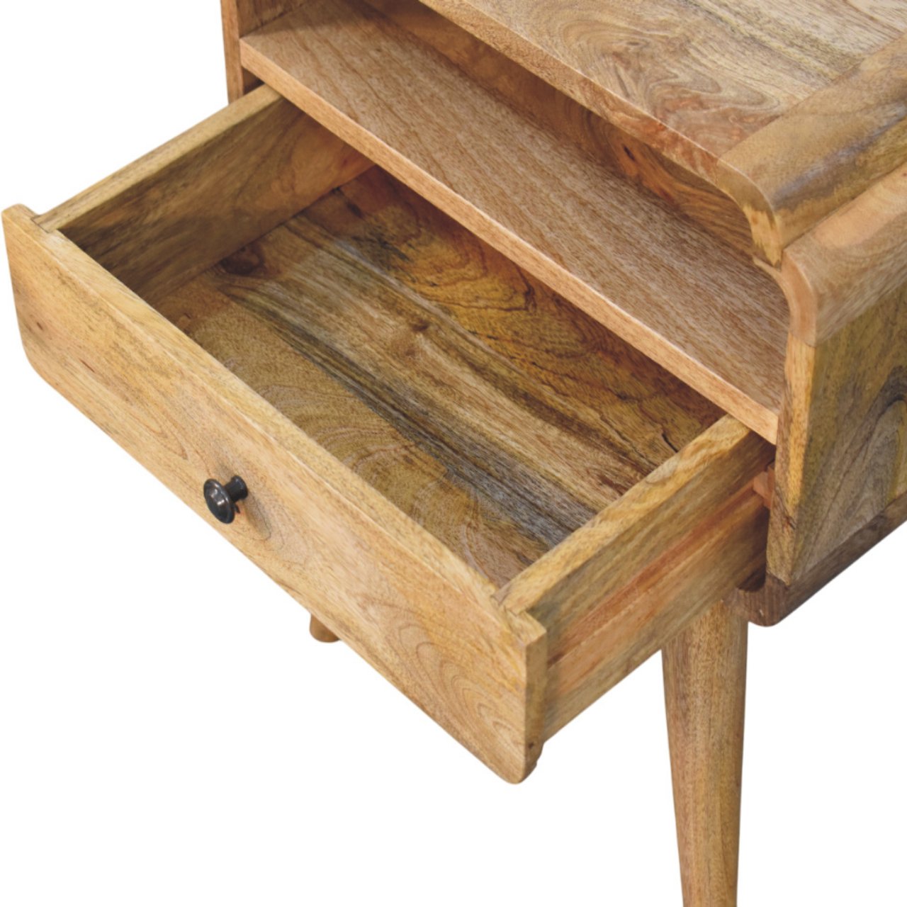 Solid Mango Wood Oak Finished 1 Drawer Newton Nightstand - Image 5