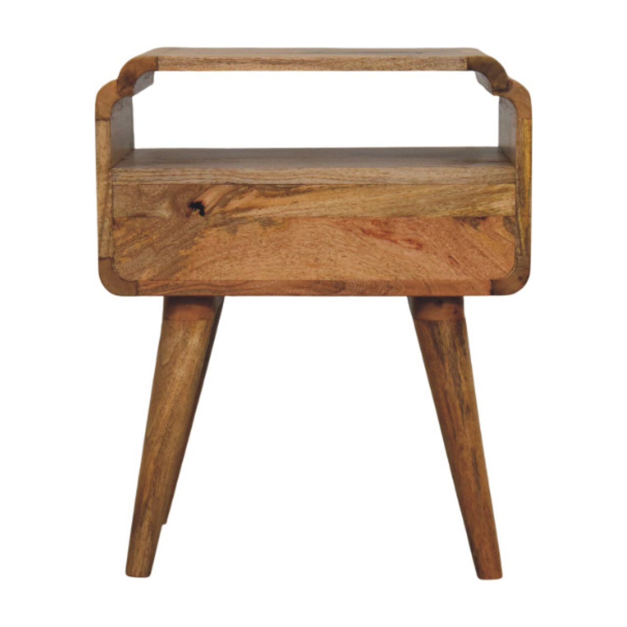 Solid Mango Wood Oak Finished 1 Drawer Newton Nightstand - Image 8