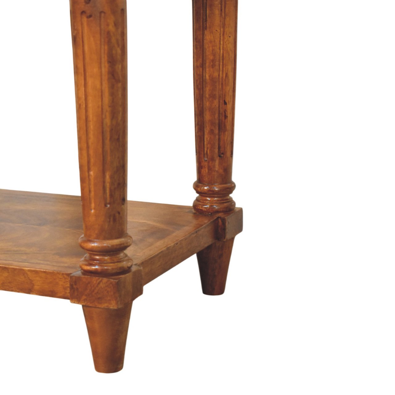 Solid Mango Wood Chestnut Finished Turned Legs 1 Drawer Side Table - Image 6