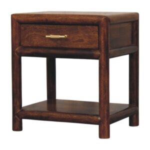 Solid Mango Wood Chestnut Finished 1 Drawer Regency Nightstand