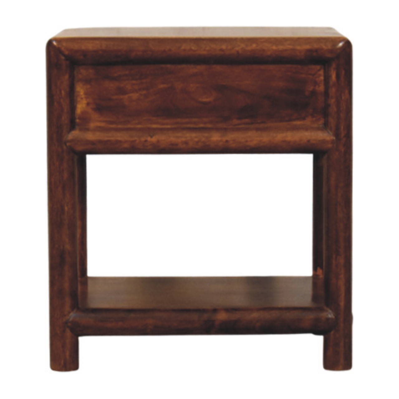 Solid Mango Wood Chestnut Finished 1 Drawer Regency Nightstand - Image 8
