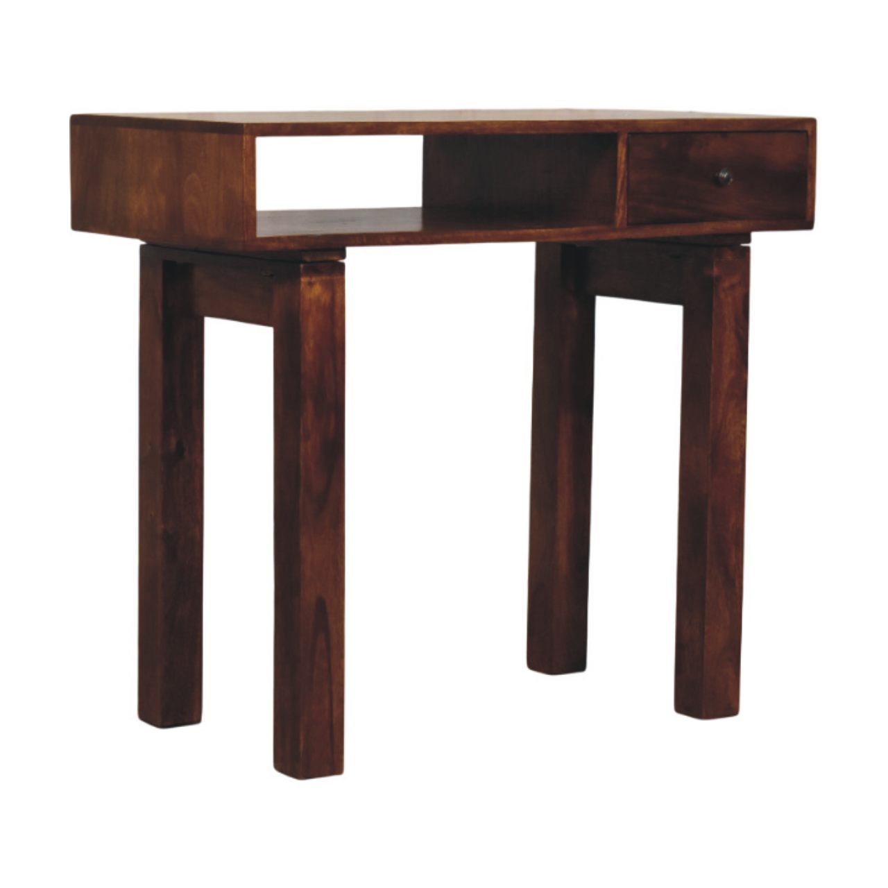 Solid Mango Wood Chestnut Finished Tula 1 Drawer Writing Desk - Image 2