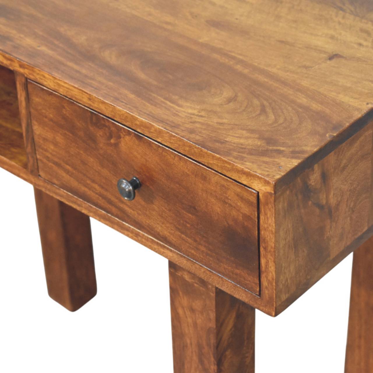 Solid Mango Wood Chestnut Finished Tula 1 Drawer Writing Desk - Image 4