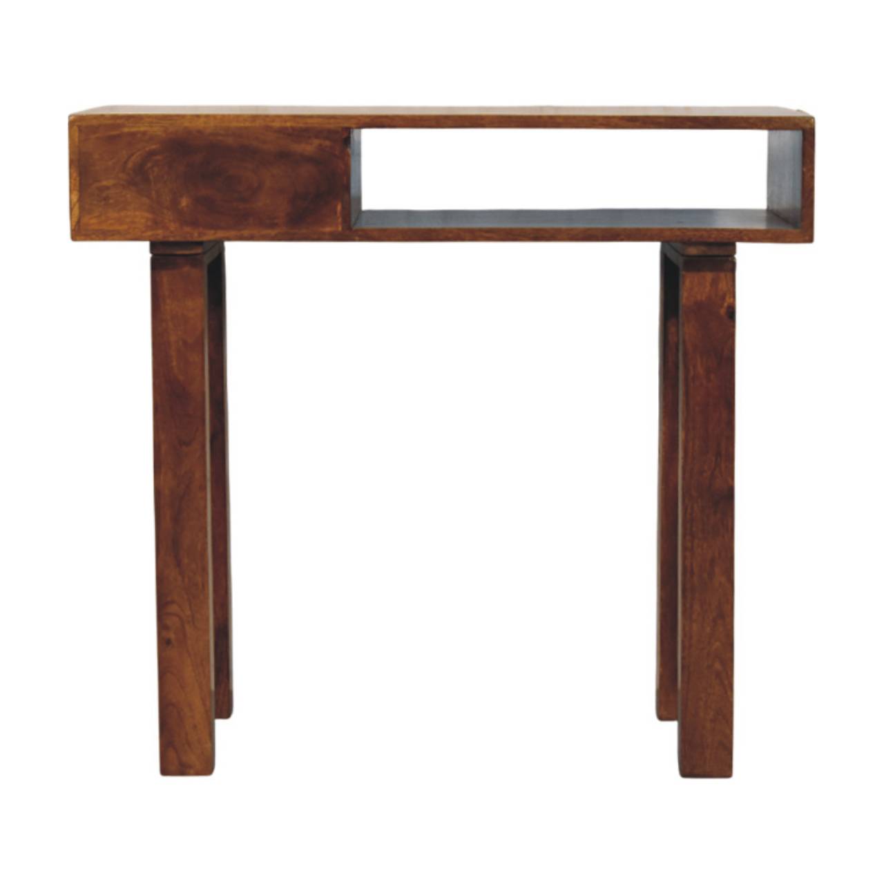 Solid Mango Wood Chestnut Finished Tula 1 Drawer Writing Desk - Image 8