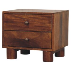 Solid Mango Wood Chestnut Finished 2 Drawer Tula Nightstand