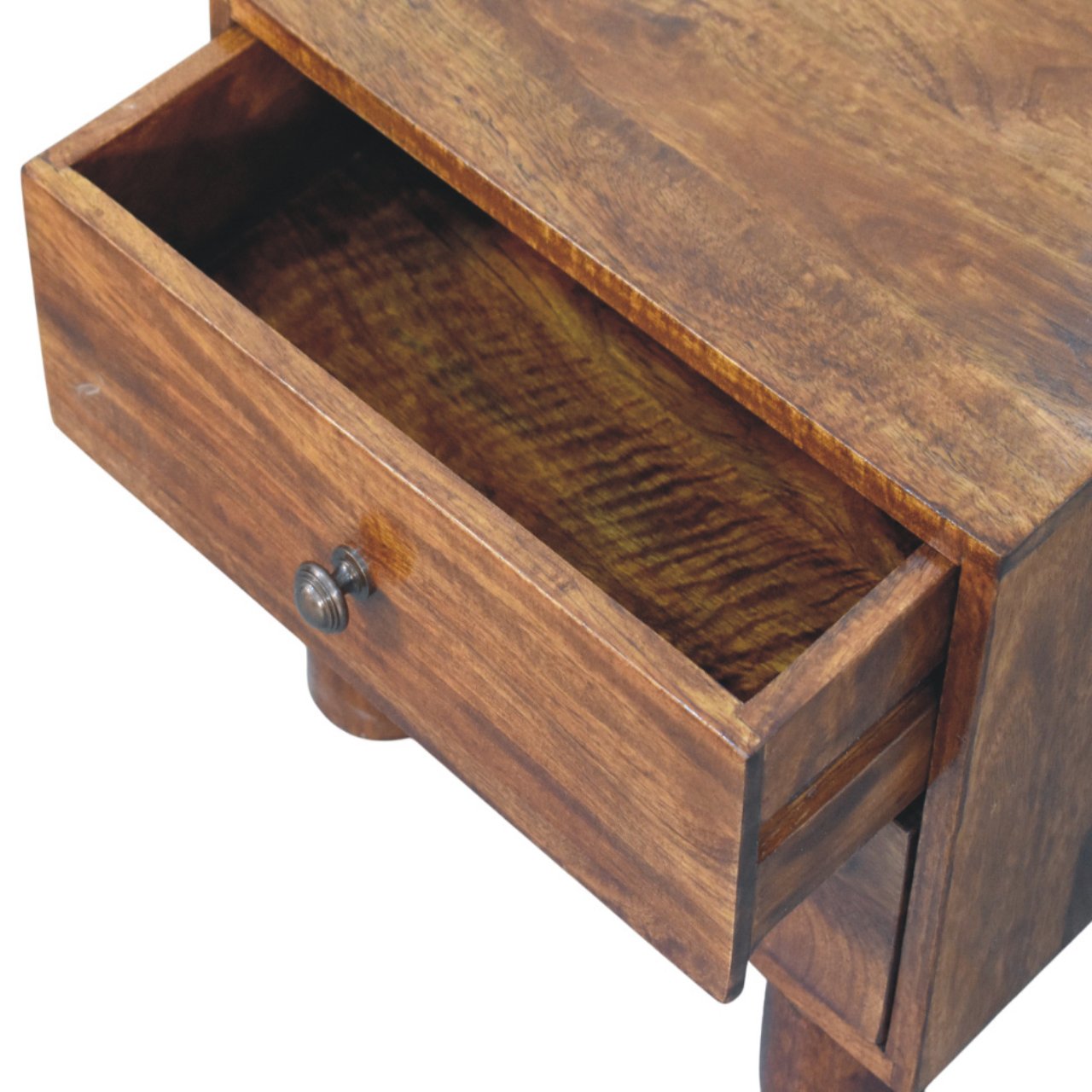 Solid Mango Wood Chestnut Finished 2 Drawer Tula Nightstand - Image 4