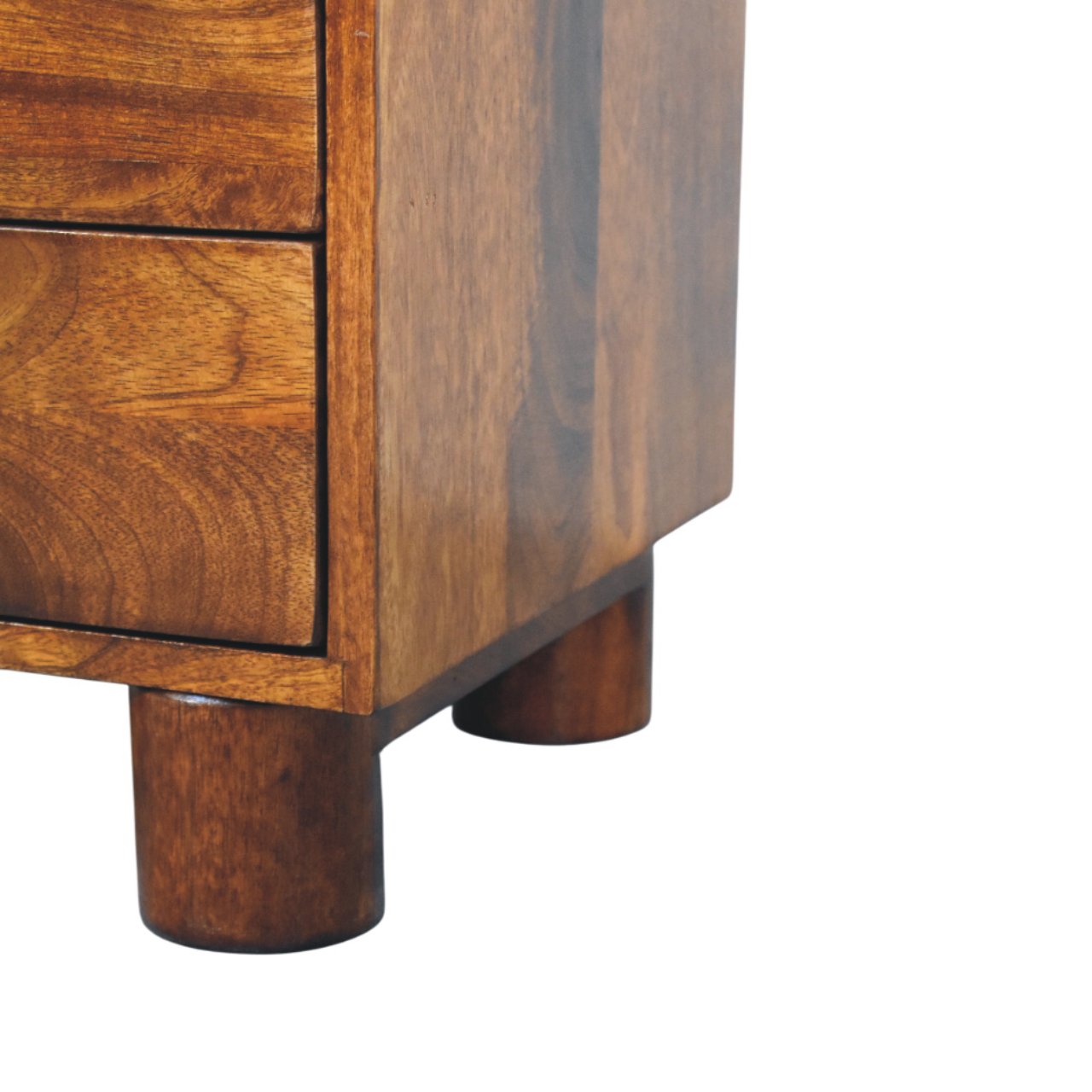 Solid Mango Wood Chestnut Finished 2 Drawer Tula Nightstand - Image 5