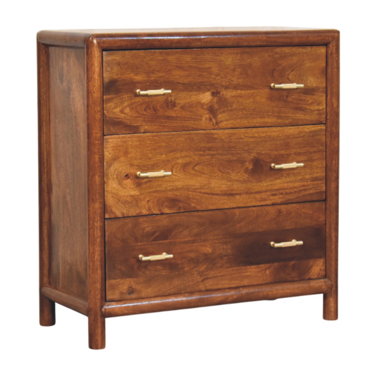 Solid Mango Wood Chestnut Finished Regency 3 Drawer Chest - Image 2