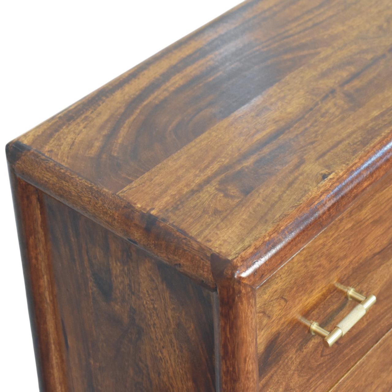 Solid Mango Wood Chestnut Finished Regency 3 Drawer Chest - Image 4