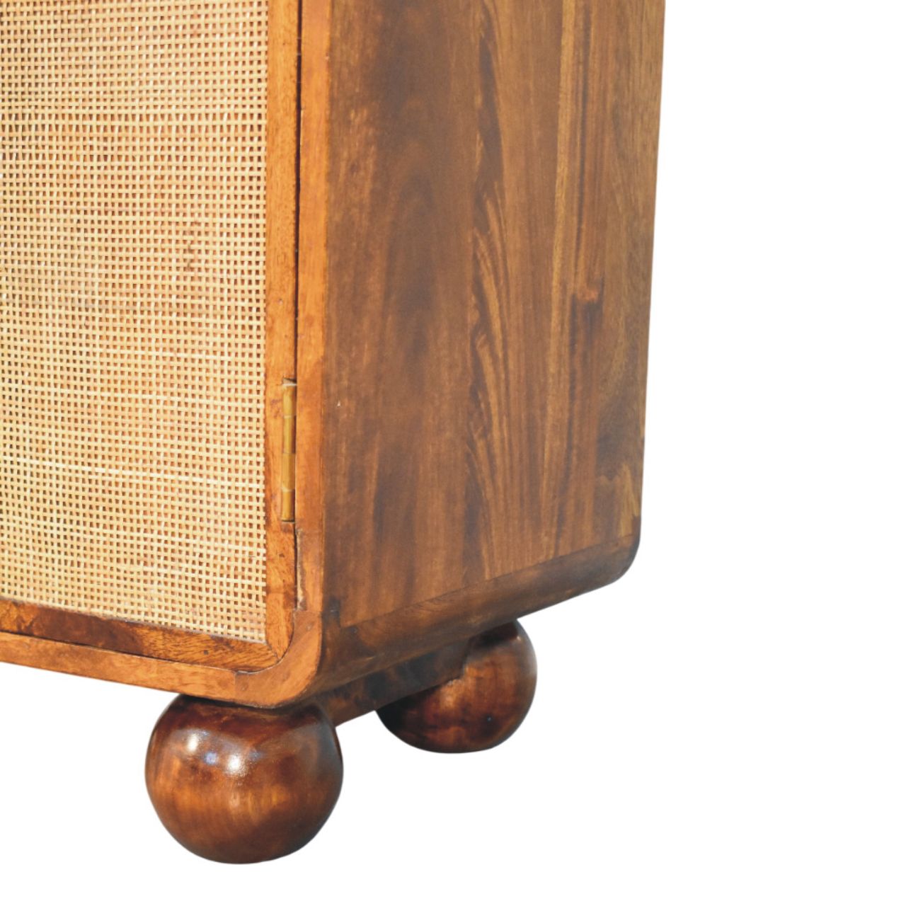 Solid Mango Wood Chestnut Finished Larissa 2 Rattan Door Cabinet - Image 6