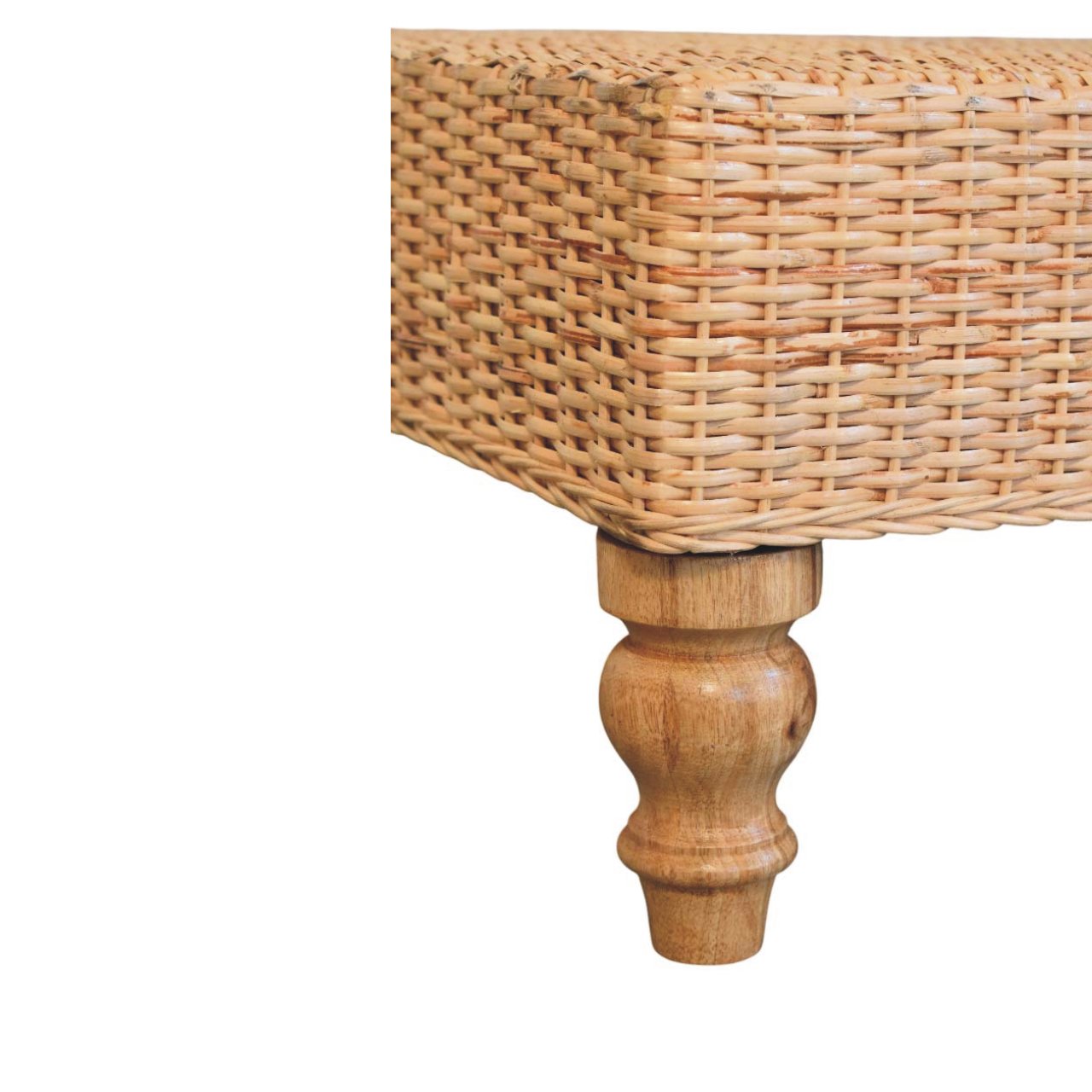 Solid Mango Wood Oak Finished Hand Woven Regency Coffee Table - Image 5