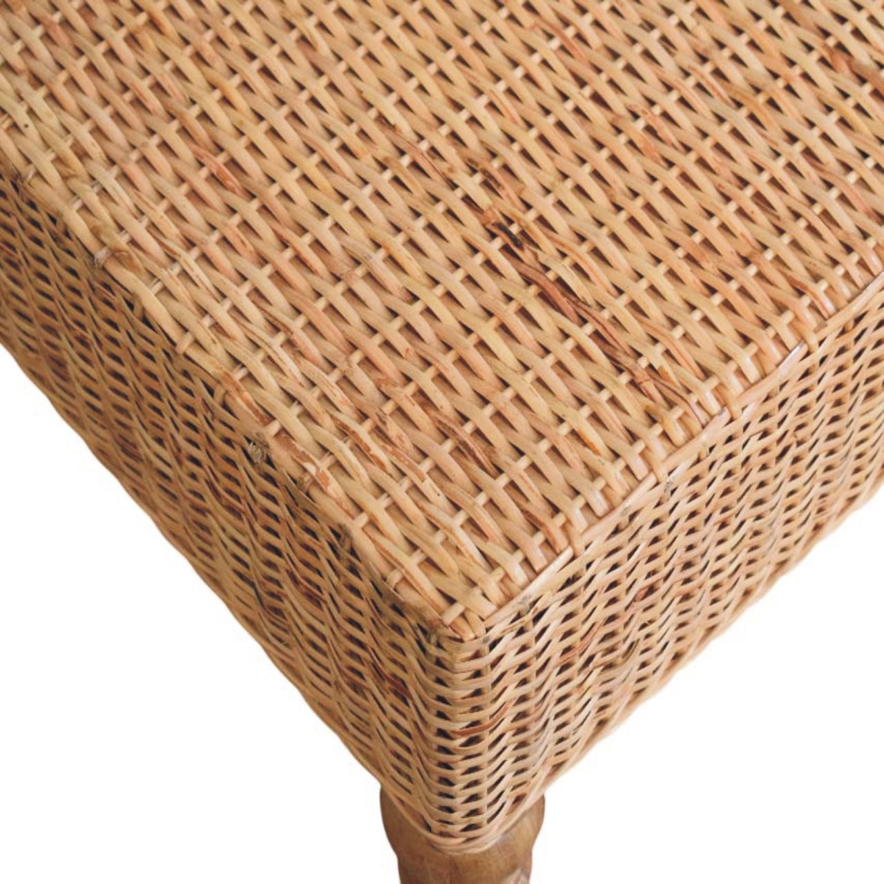 Solid Mango Wood Oak Finished Hand Woven Regency Coffee Table - Image 6
