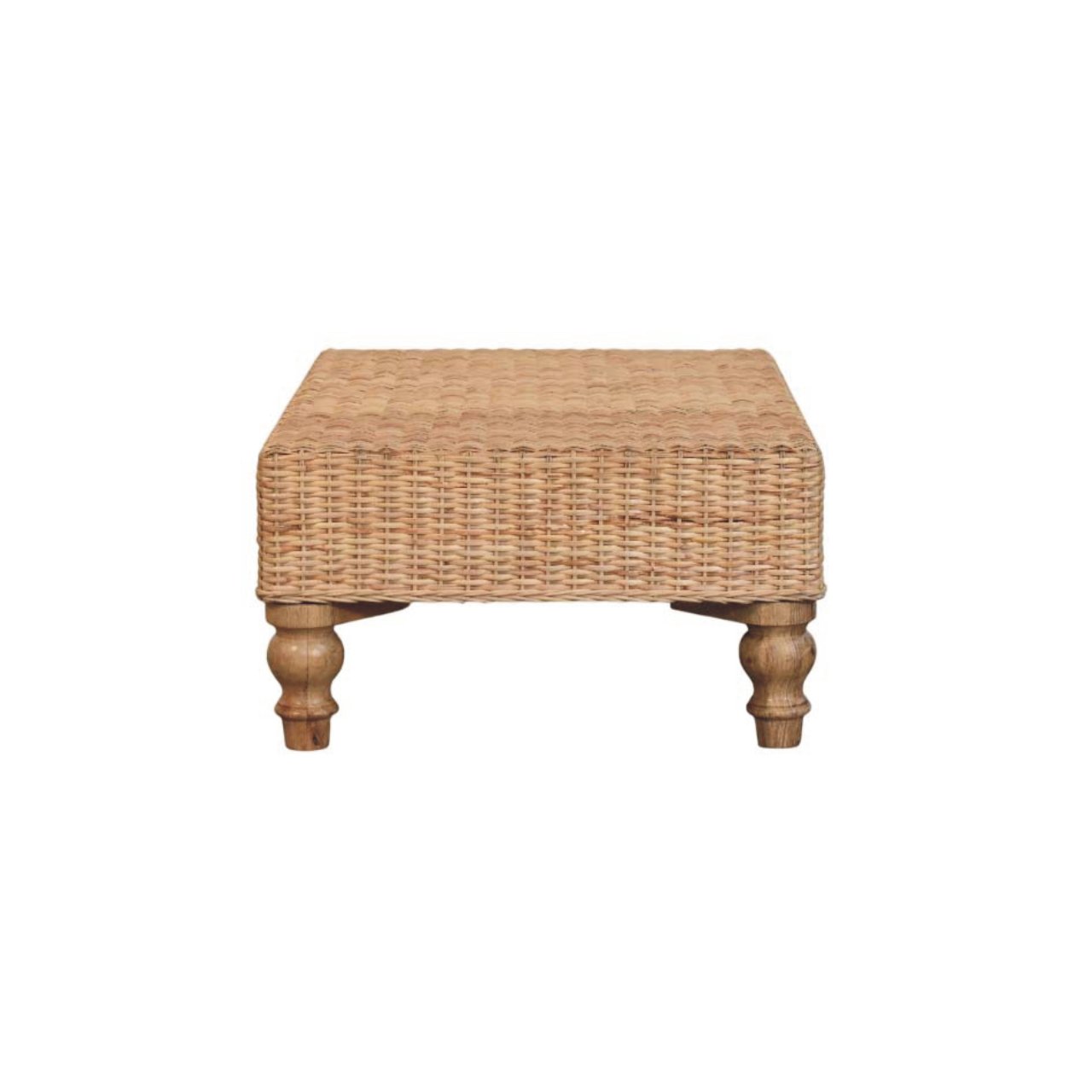 Solid Mango Wood Oak Finished Hand Woven Regency Coffee Table - Image 7