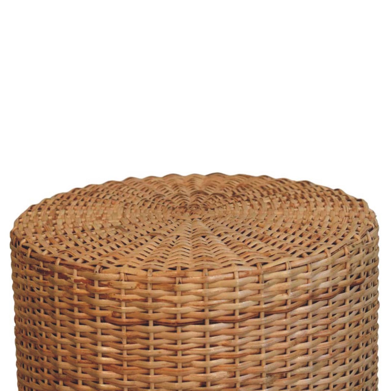 Solid Mango Wood Oak Finished Regency Round Woven Stool - Image 2