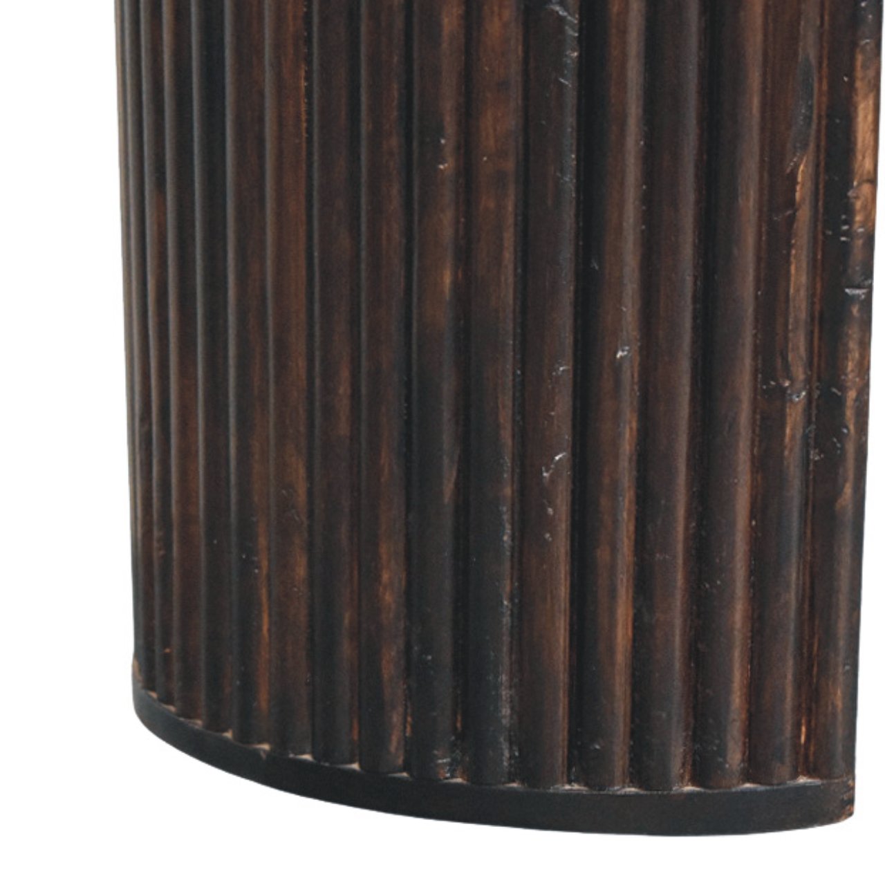 Solid Mango Wood Velvet Mocha Finished Fluted Bench - Image 7