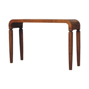 Solid Mango Wood Warm Amber Finished Arcus Console Table