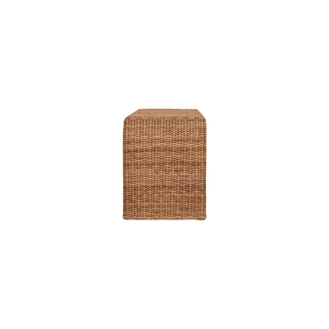 Solid Mango Wood Oak Finished Rattan Weave Bench - Image 8