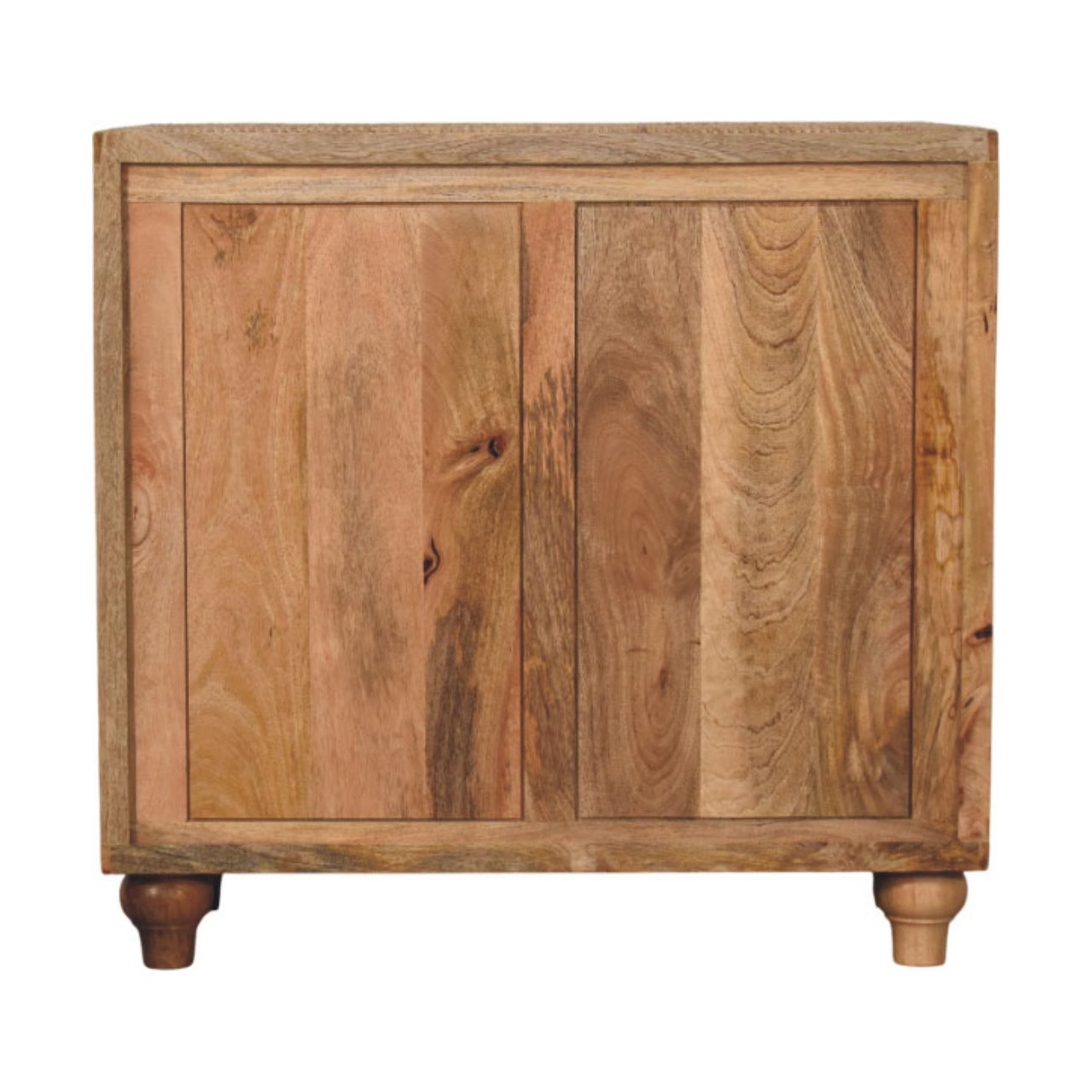 Solid Mango Wood Oak Finished 2 Rattan Finished Doors Cabinet - Image 9