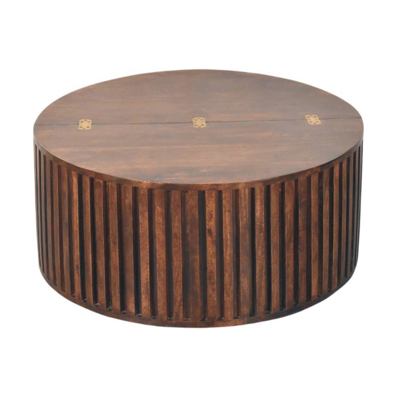 Solid Mango Wood California Walnut Finished Orion Slatted Coffee Table