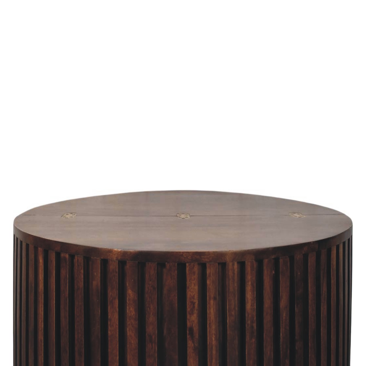 Solid Mango Wood California Walnut Finished Orion Slatted Coffee Table - Image 2