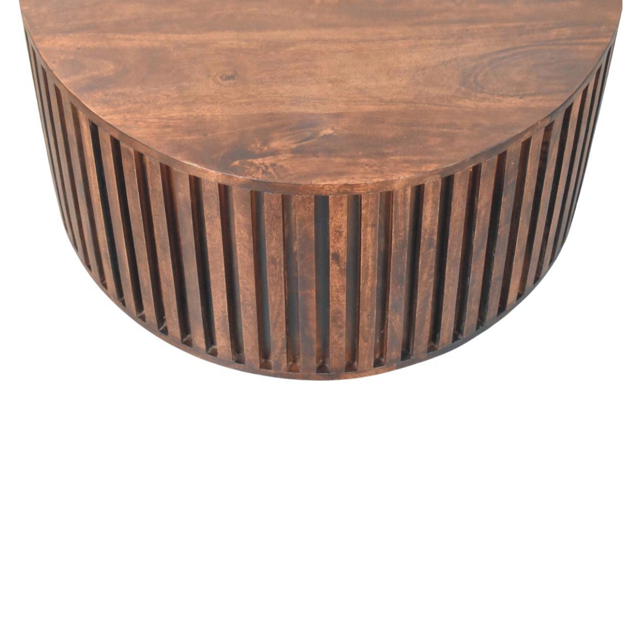 Solid Mango Wood California Walnut Finished Orion Slatted Coffee Table - Image 3