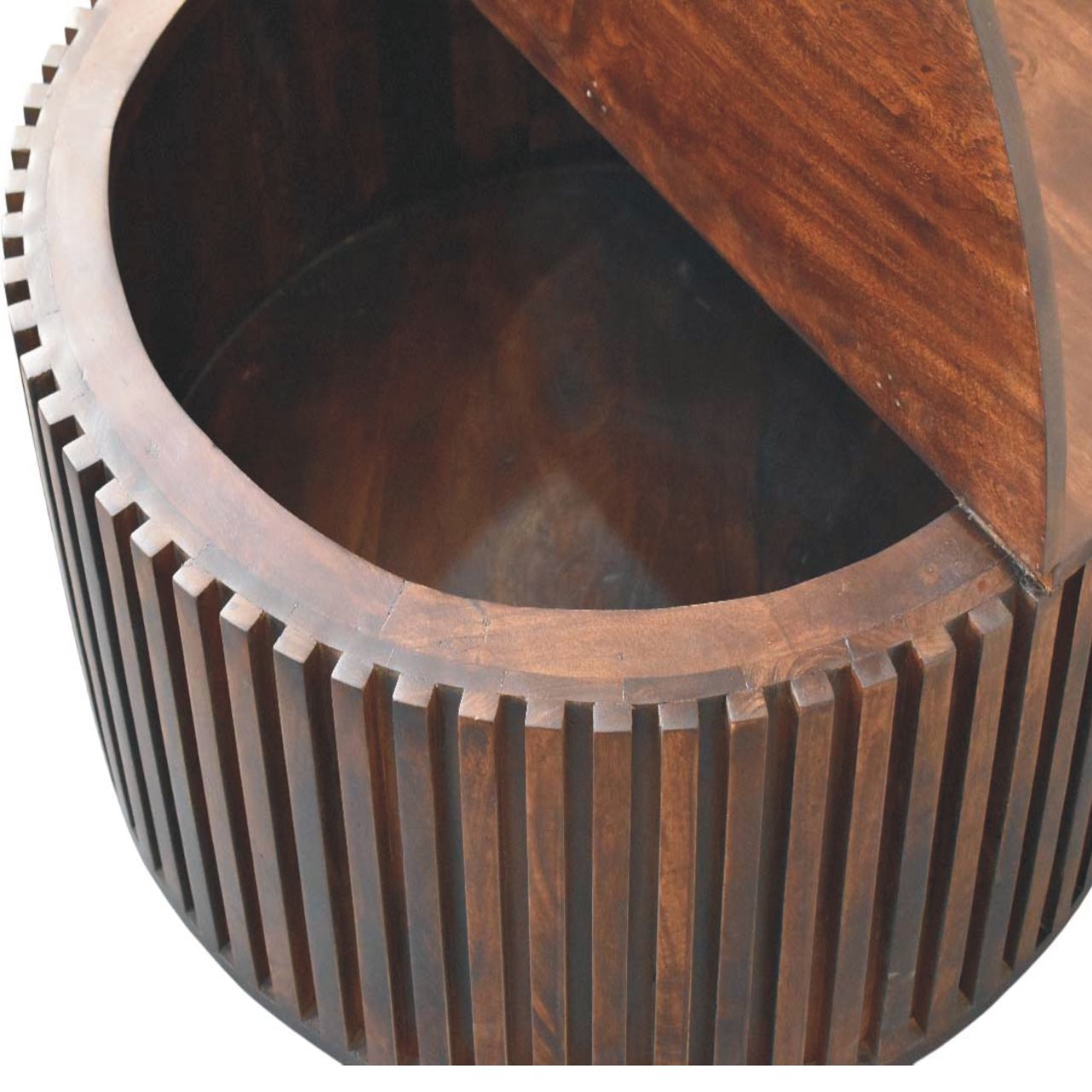 Solid Mango Wood California Walnut Finished Orion Slatted Coffee Table - Image 6