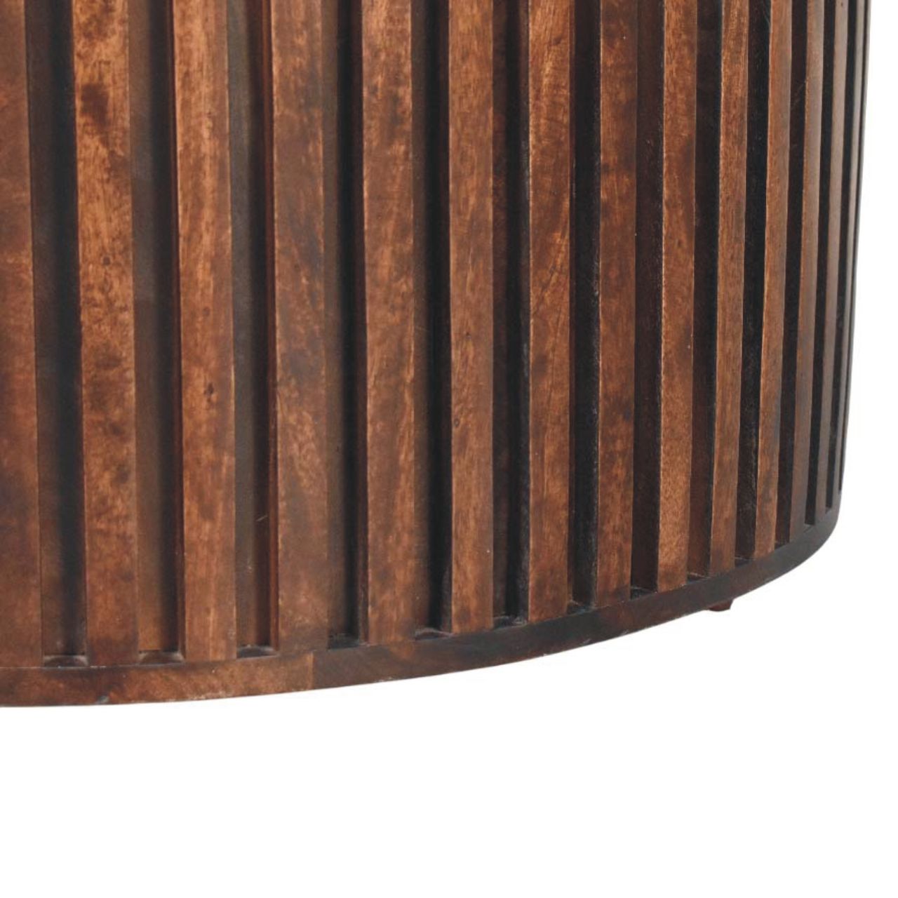 Solid Mango Wood California Walnut Finished Orion Slatted Coffee Table - Image 7