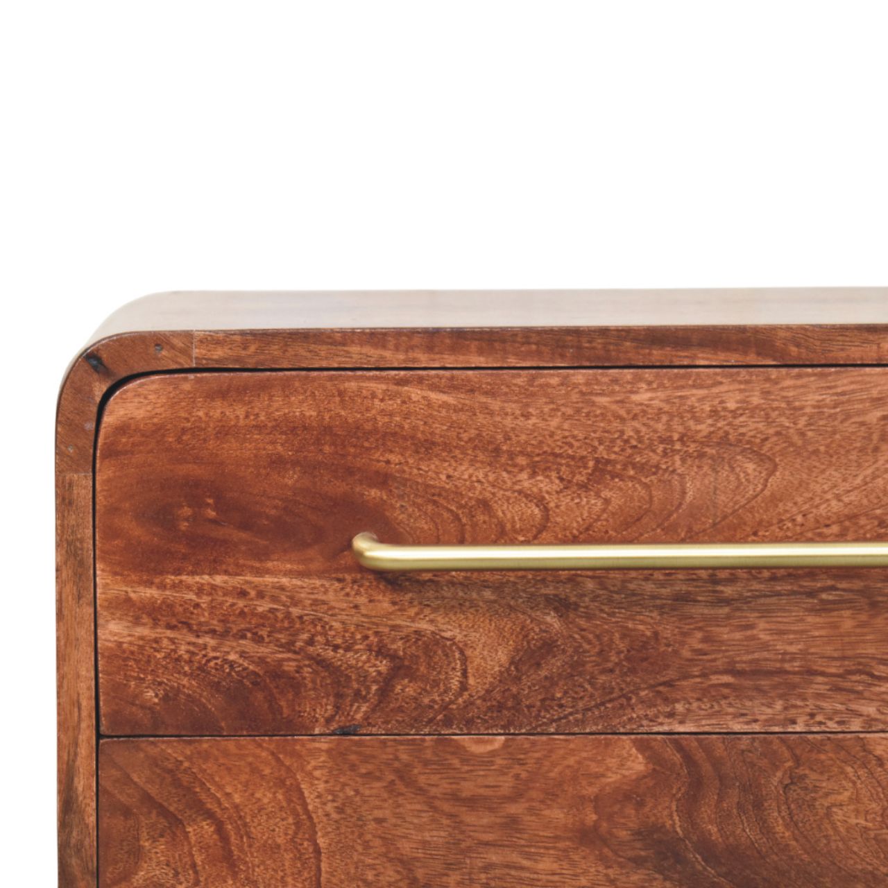 Solid Mango Wood Wine Wood Finished 3-Drawer Rounded Chest - Image 2