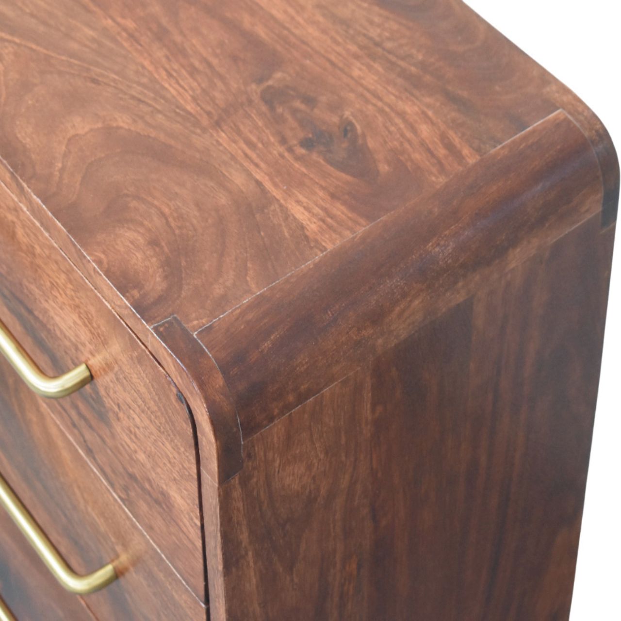 Solid Mango Wood Wine Wood Finished 3-Drawer Rounded Chest - Image 3
