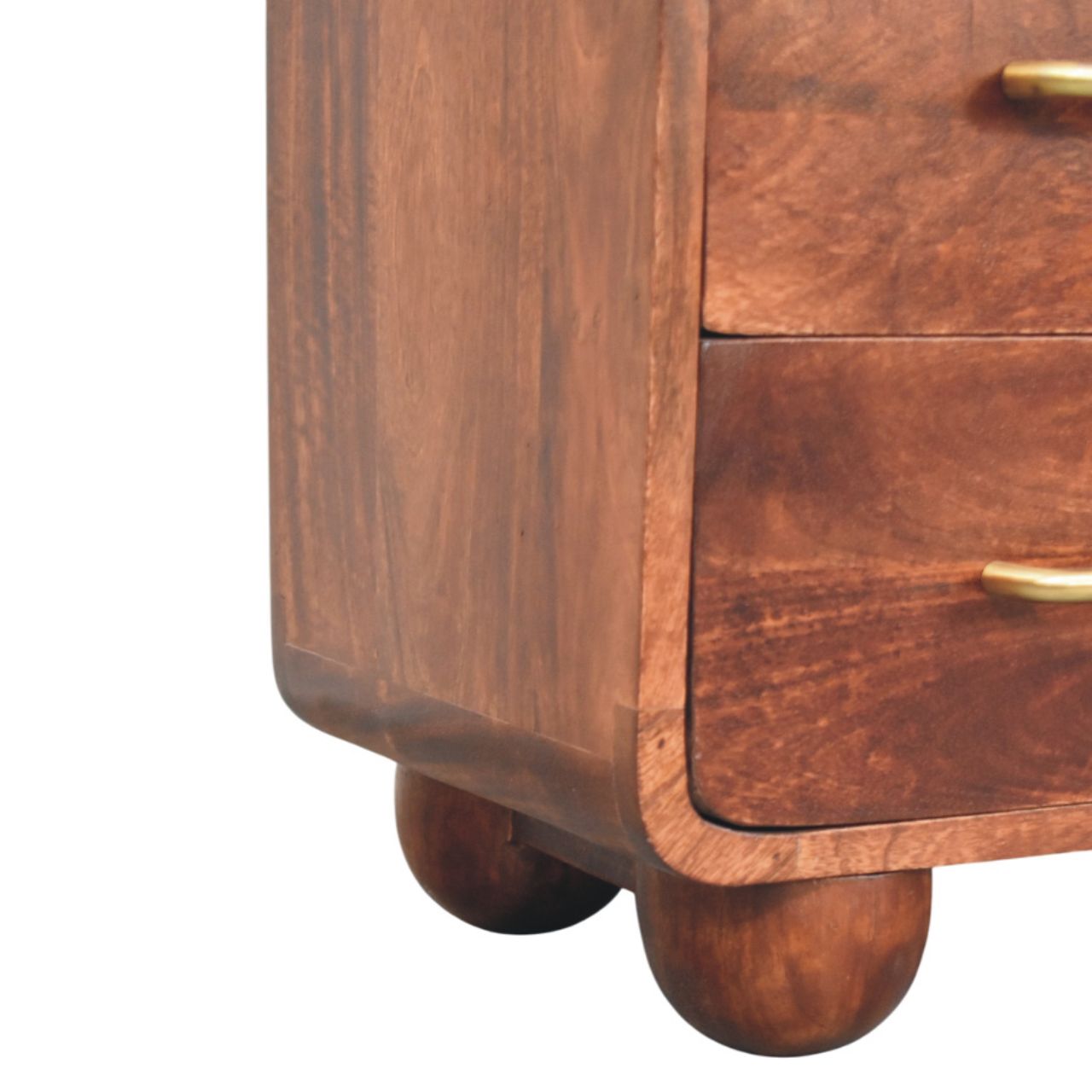 Solid Mango Wood Wine Wood Finished 3-Drawer Rounded Chest - Image 5