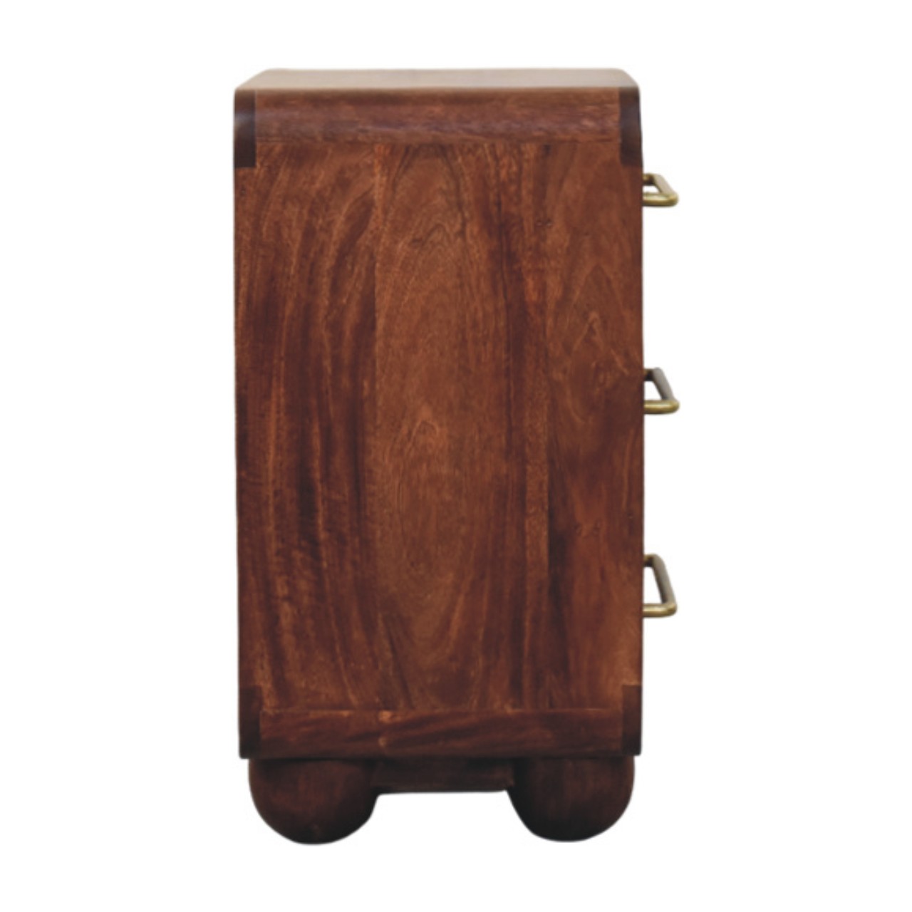 Solid Mango Wood Wine Wood Finished 3-Drawer Rounded Chest - Image 6
