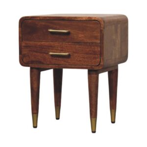 Solid Mango Wood Valenza Roast Almond Finished 2 Drawer Bedside Table