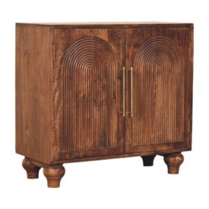 Solid Mango Wood Roasted Almond Finished 2 Door Arco Groove Sideboard