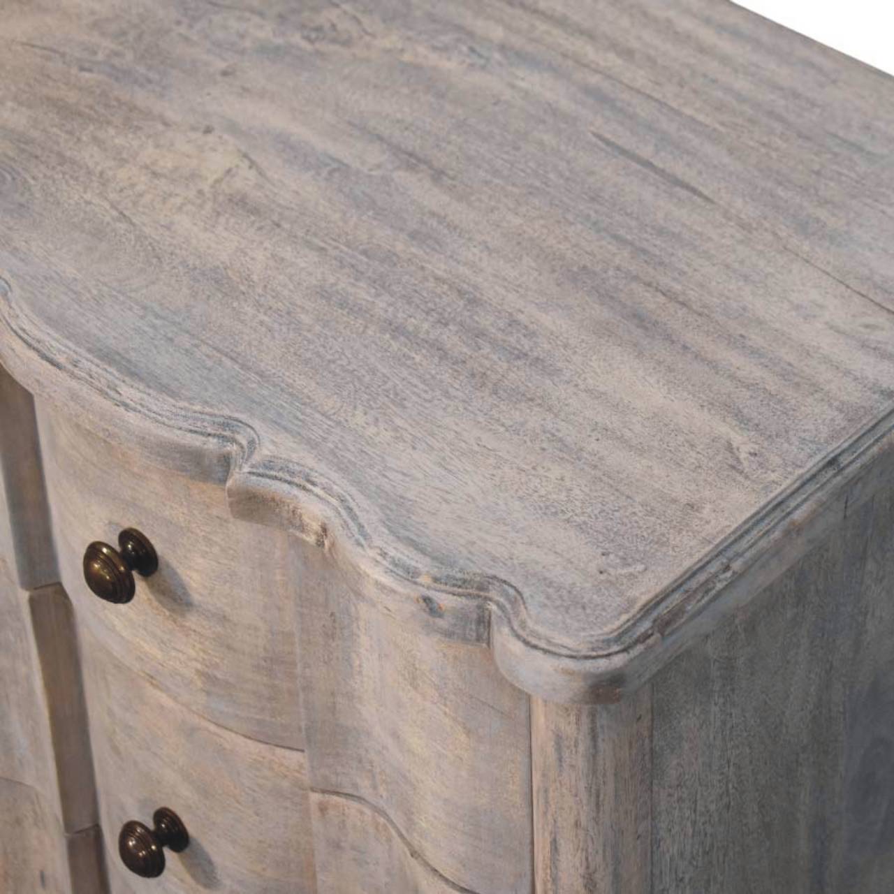 Solid Mango Wood Acid Washed Lume 3 Drawer Bedside Table - Image 4