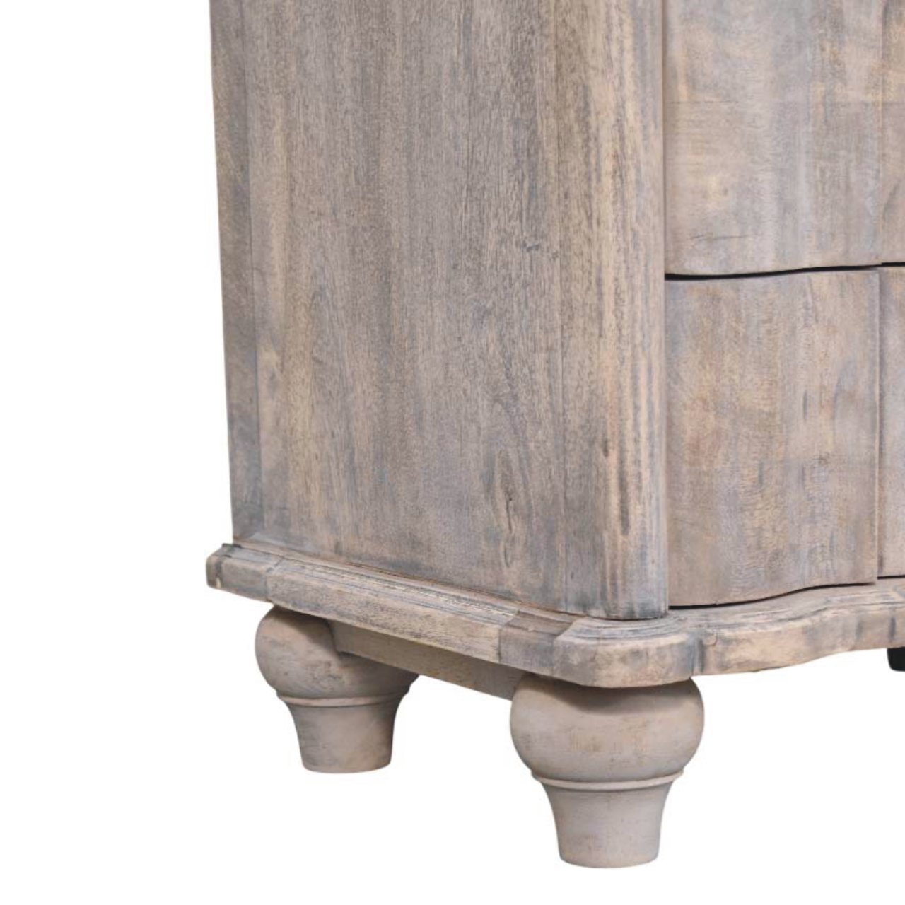 Solid Mango Wood Acid Washed Lume 3 Drawer Bedside Table - Image 6