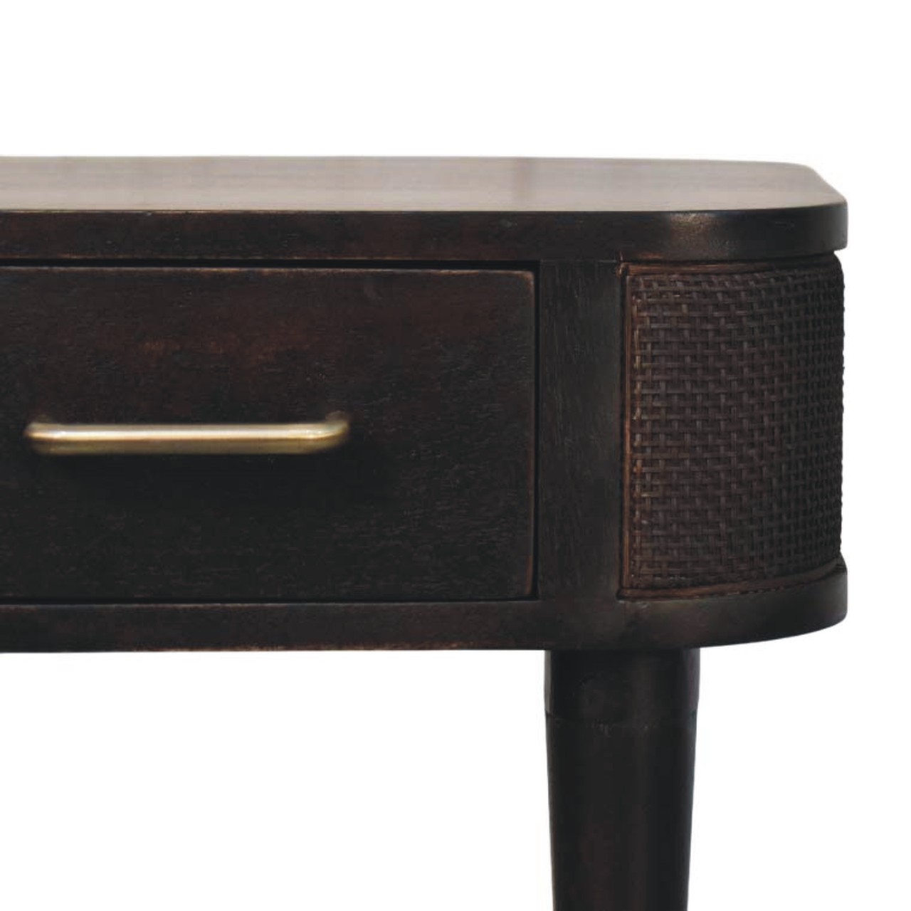 Solid Mango Wood Velvet Mocha Finished 1 Drawer Belmont Bedside - Image 3