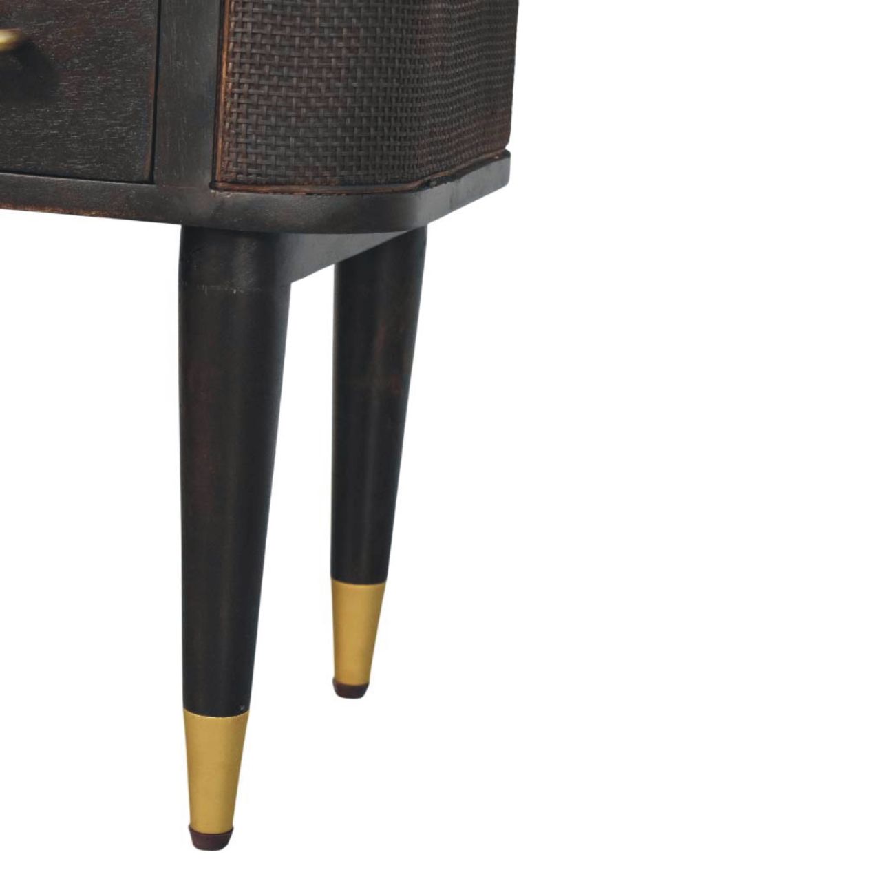 Solid Mango Wood Velvet Mocha Finished 1 Drawer Belmont Bedside - Image 5