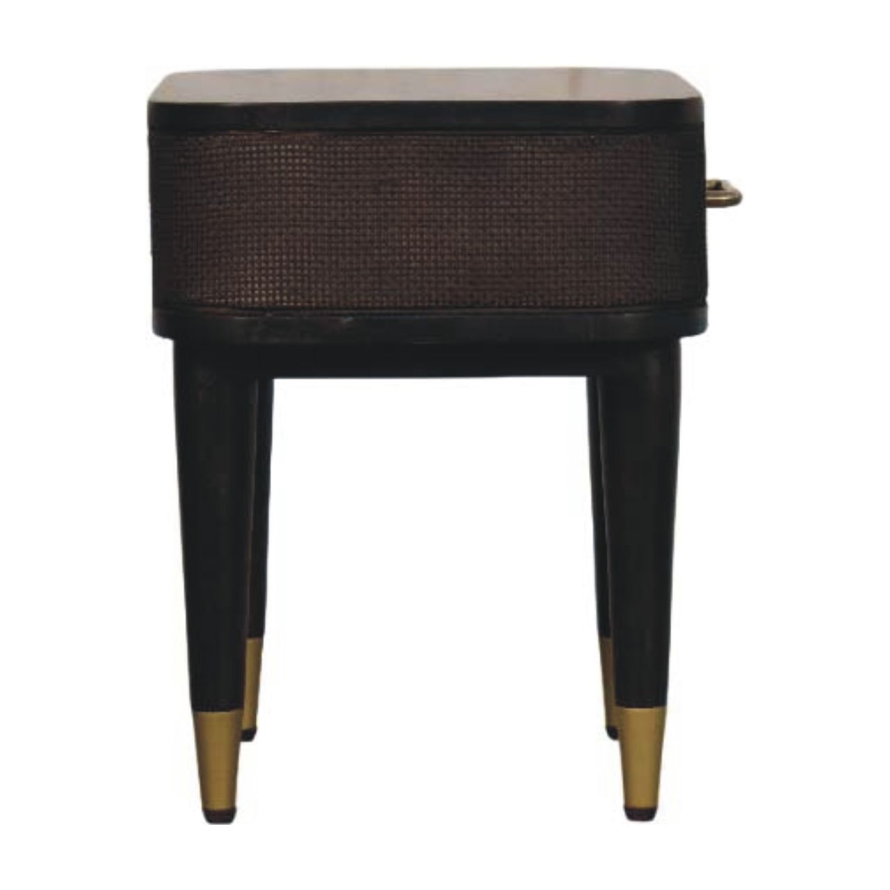 Solid Mango Wood Velvet Mocha Finished 1 Drawer Belmont Bedside - Image 6
