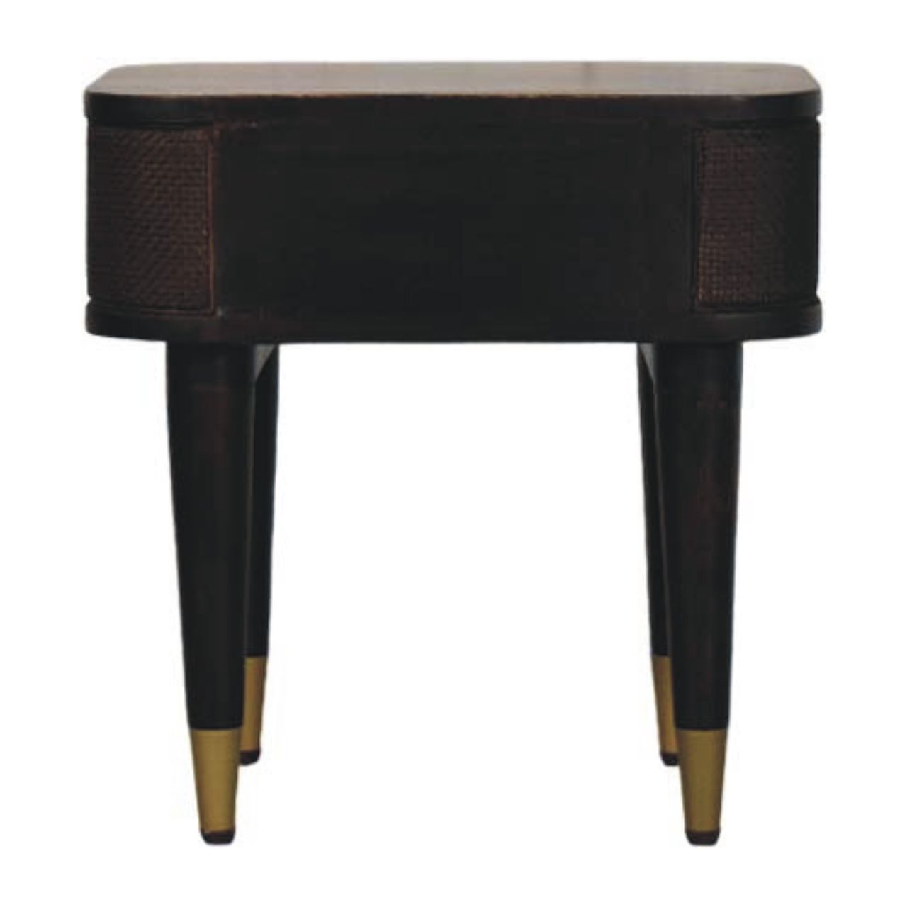 Solid Mango Wood Velvet Mocha Finished 1 Drawer Belmont Bedside - Image 7