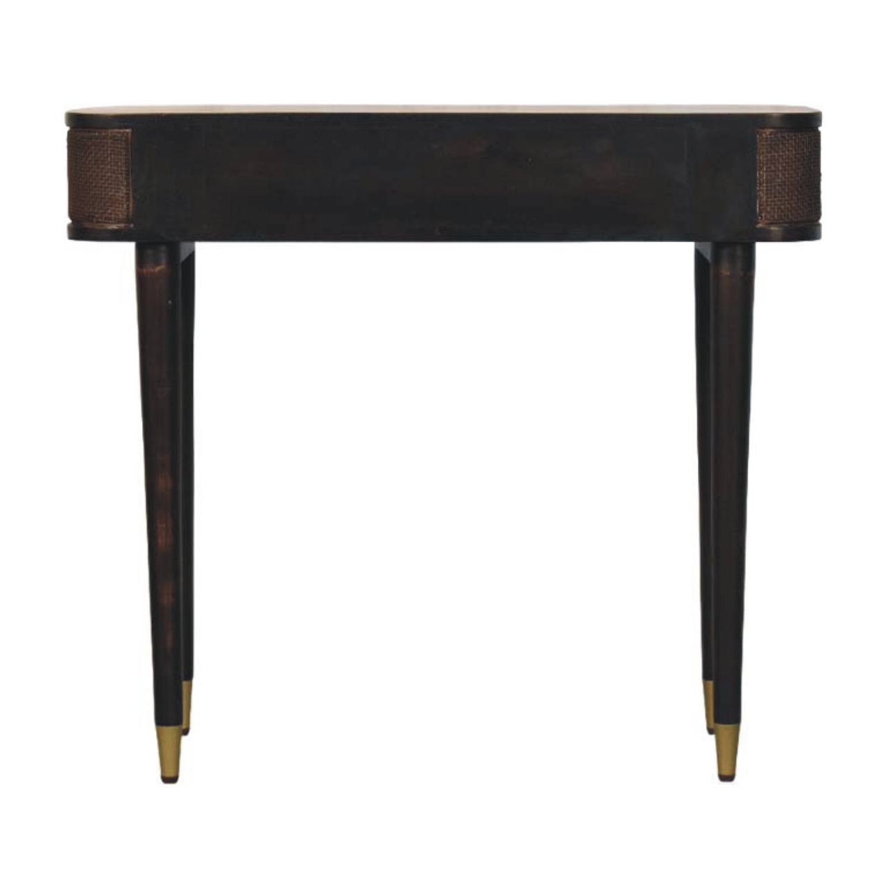 Solid Mango Wood Velvet Mocha 2 Drawer Belmont Console Table - Image 7